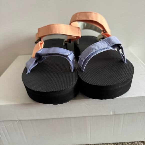 New Teva Platform Sherbert Sandals Universal Multicolor Buckle Strap Sz 10 - Picture 3 of 7
